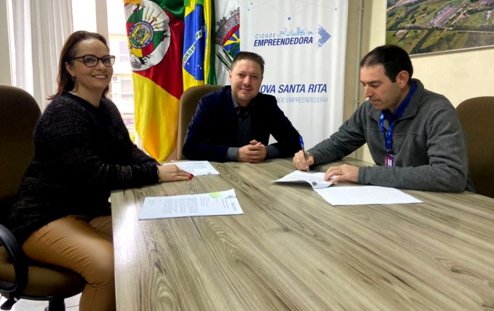 Prefeitura de Nova Santa Rita assinou convênio com a Fundação La Salle