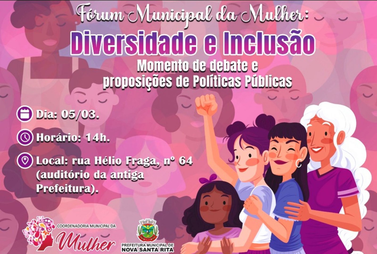 Fórum Municipal da Mulher debaterá Diversidade e Inclusão