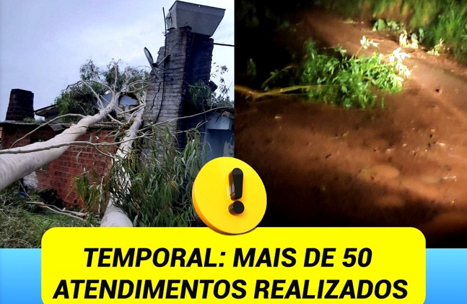 Temporal atingiu o município e fez dezenas de desabrigados